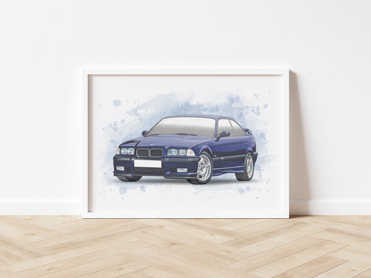 Personalised BMW M3 E36 Art Print