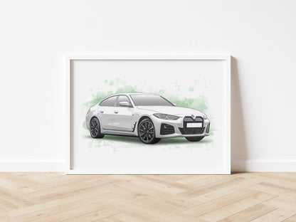 Personalised BMW i4 Art Print