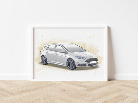 Personalised Ford Focus ST MK3.5 Art Print