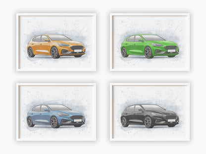 Personalised Ford Focus ST MK4 Art Print