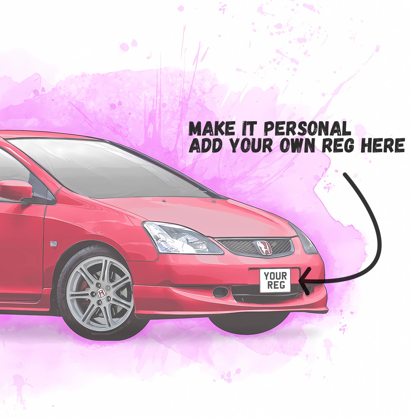 Personalised Honda Civic Type R EP3 Art Print