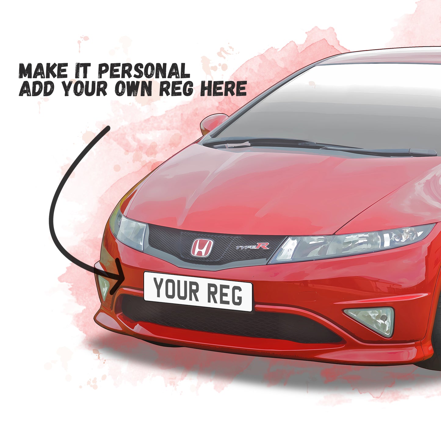 Personalised Honda Civic Type R FN2 Art Print