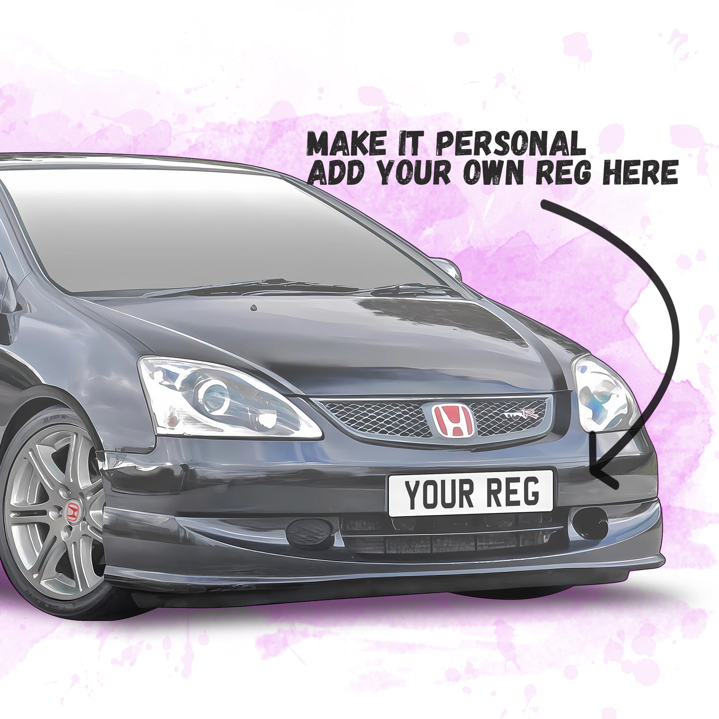 Personalised Honda Civic Type R EP3 Art Print