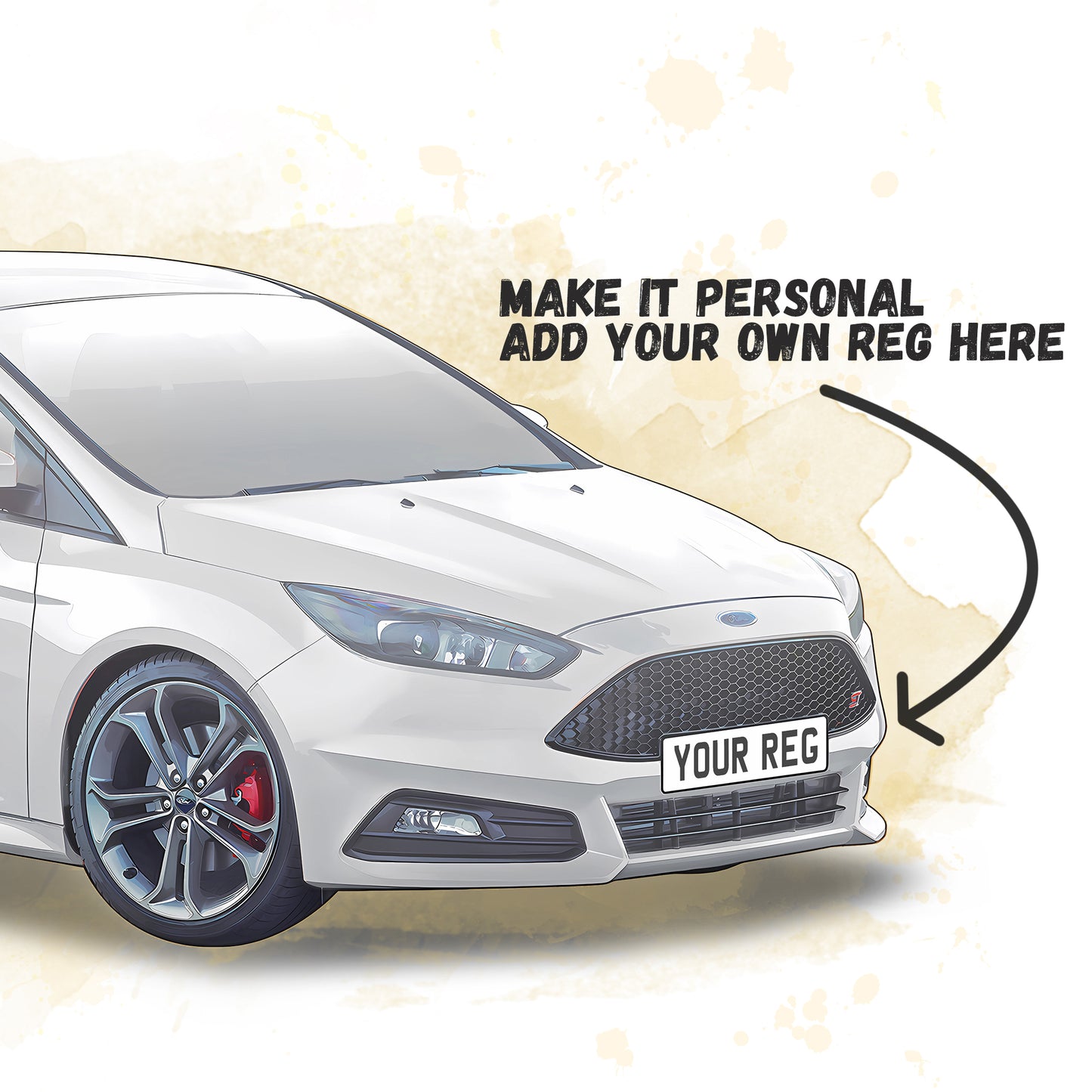 Personalised Ford Focus ST MK3.5 Art Print