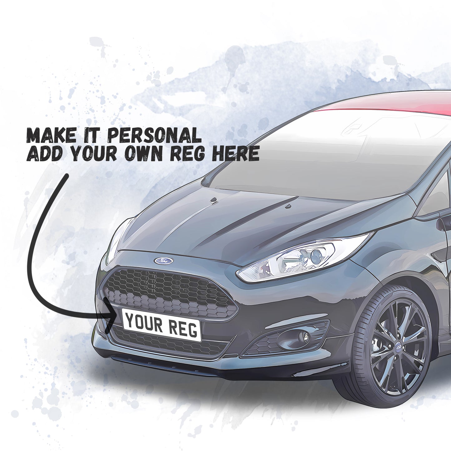 Personalised Ford Fiesta Black Edition Art Print