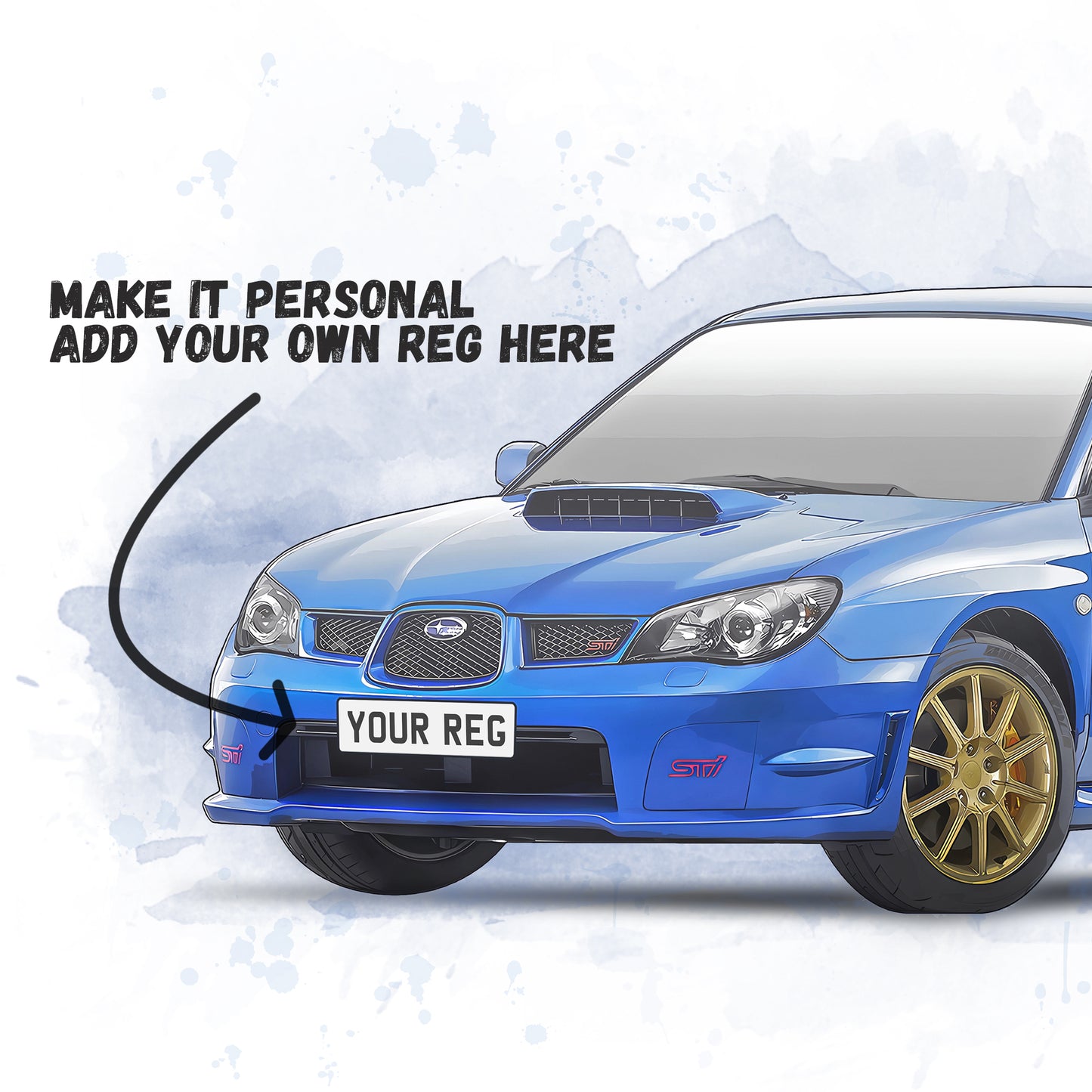 Personalised Subaru Impreza MK2 Art Print