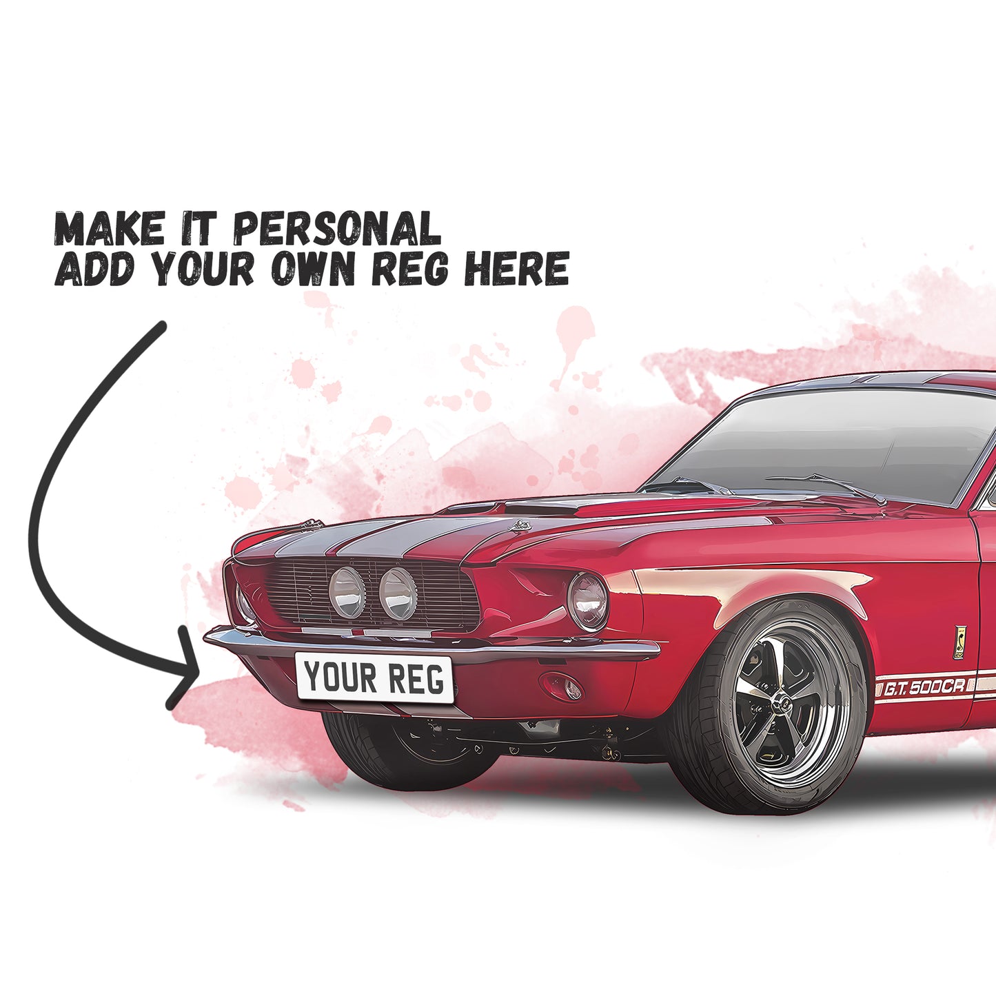 Personalised Ford Shelby GT500 Art Print