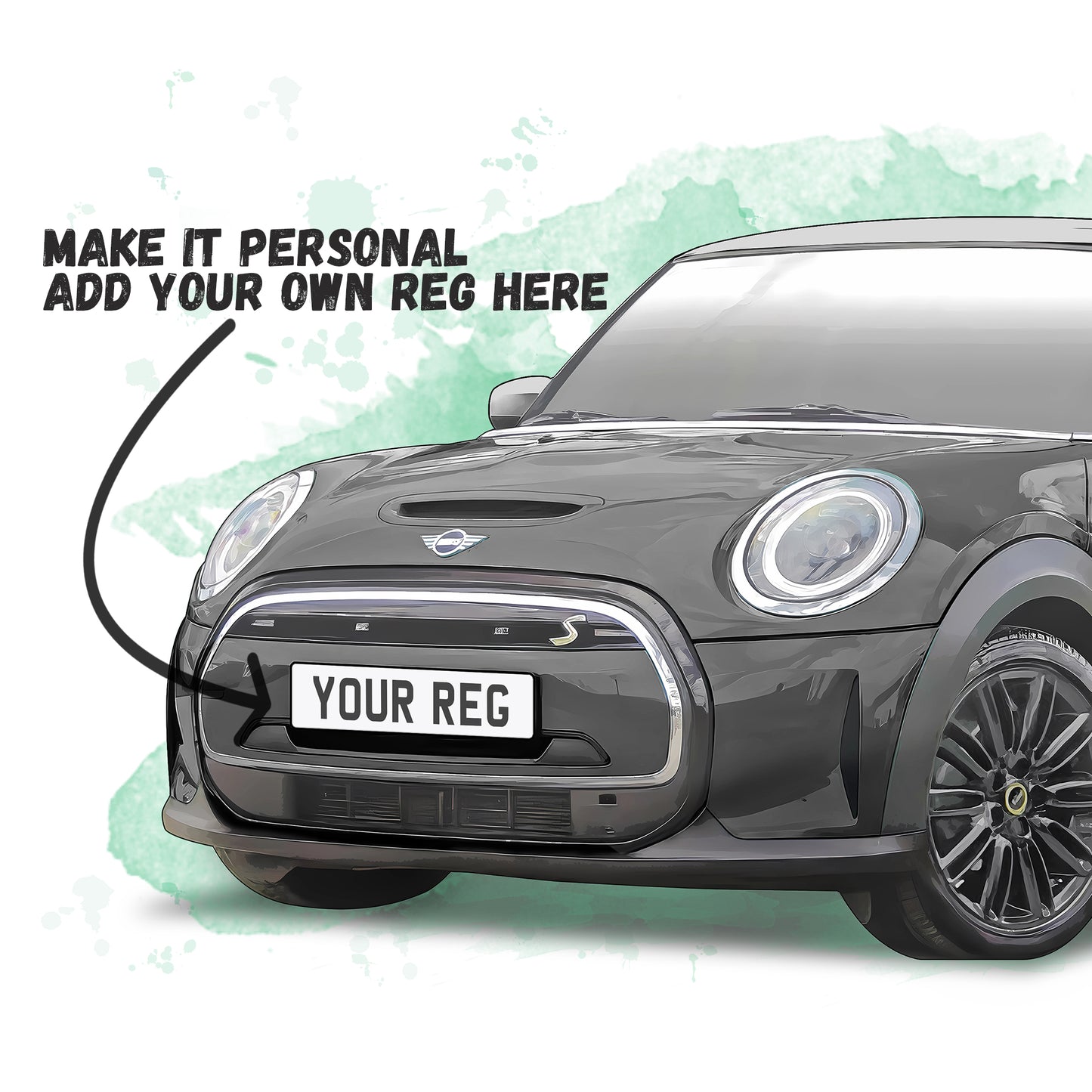 Personalised Mini Cooper SE Art Print