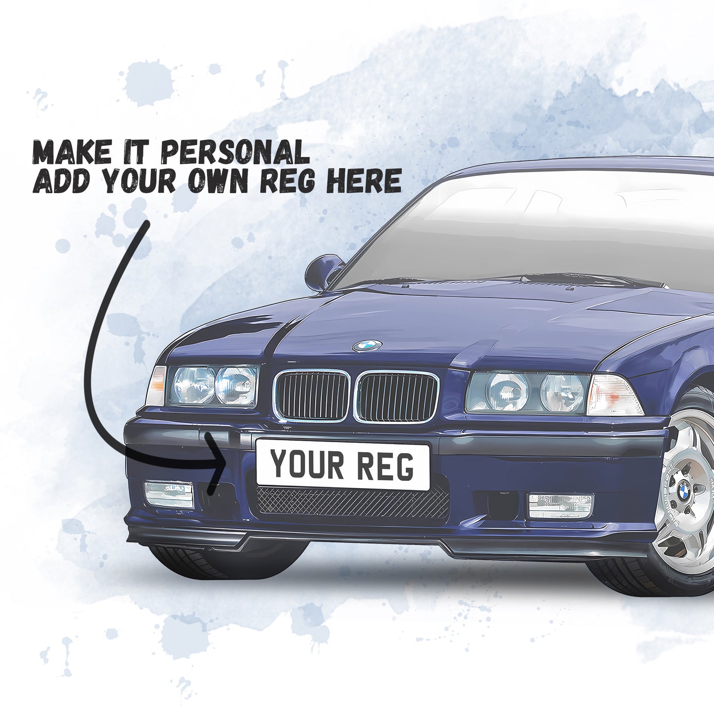 Personalised BMW M3 E36 Art Print