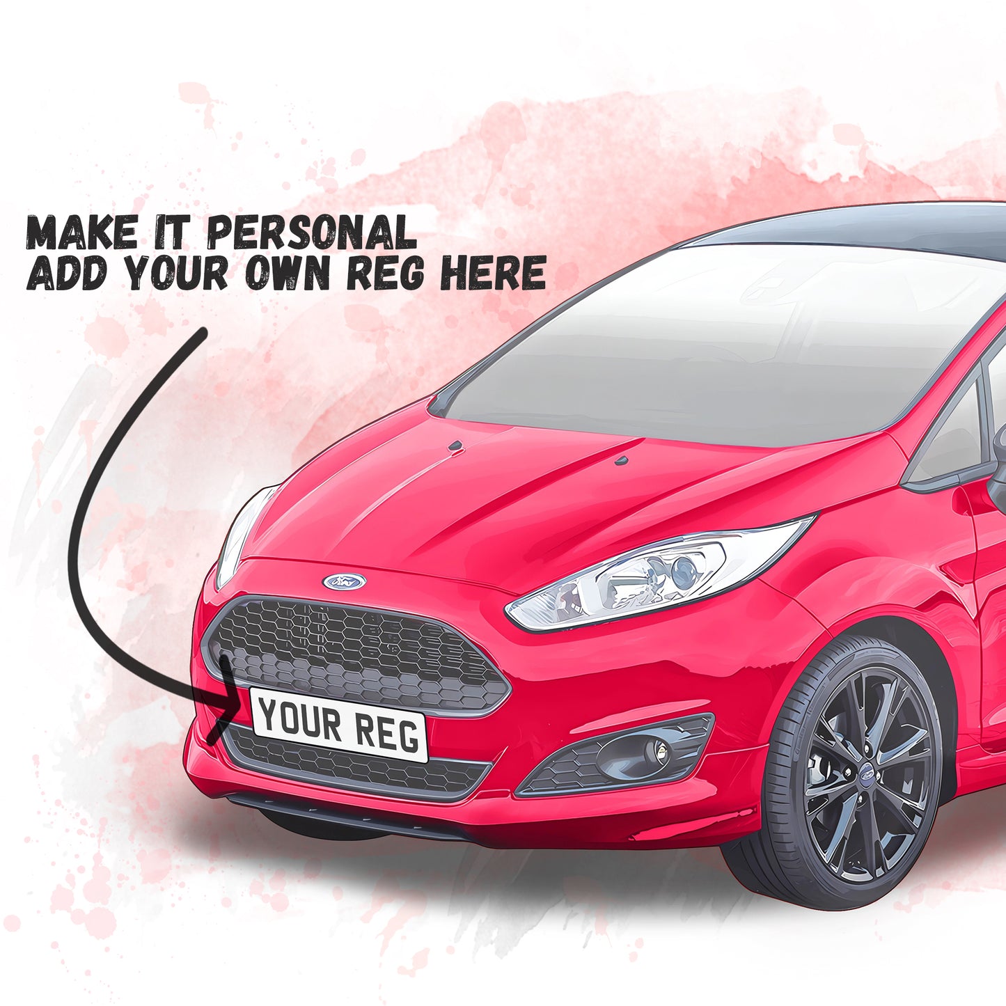 Personalised Ford Fiesta Red Edition Art Print