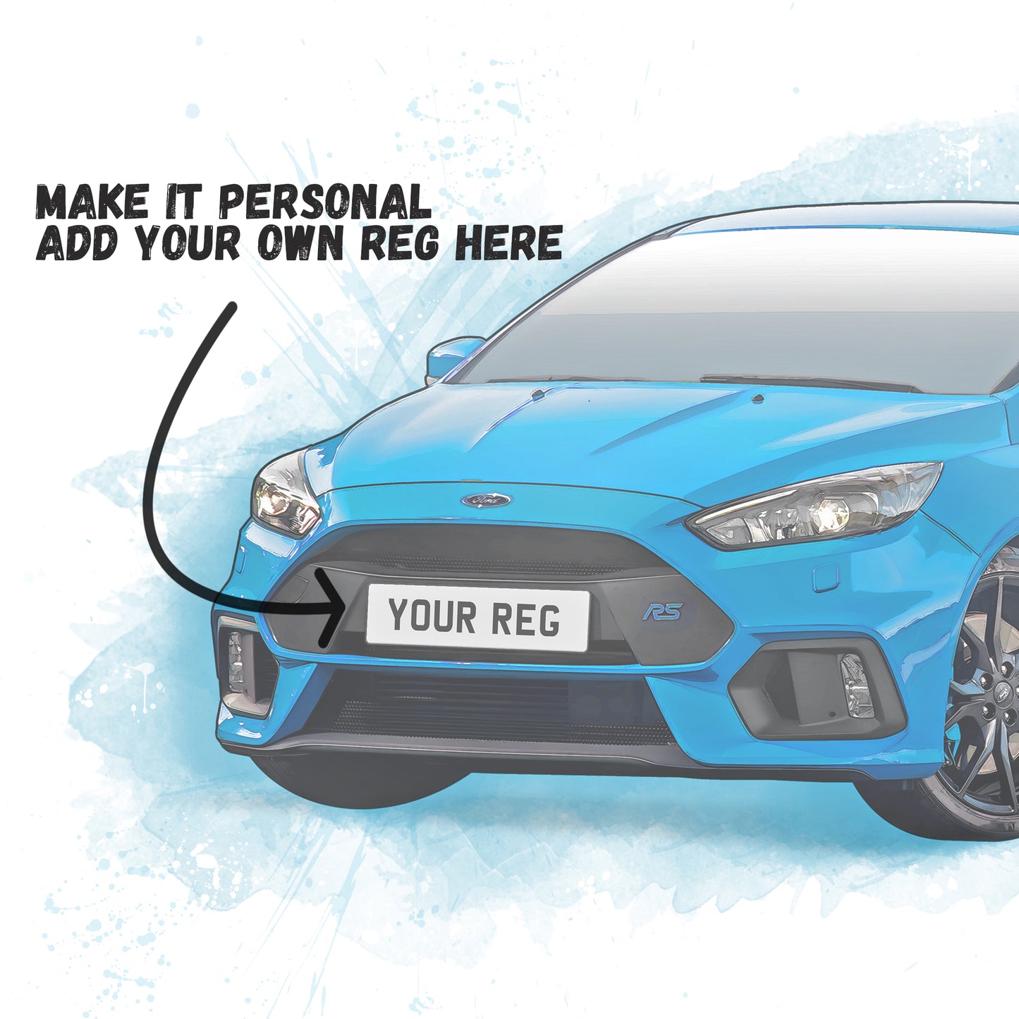 Personalised Ford Focus RS MK3 Art Print