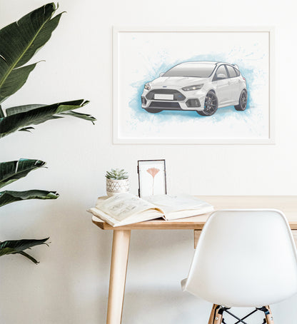 Personalised Ford Focus RS MK3 Art Print