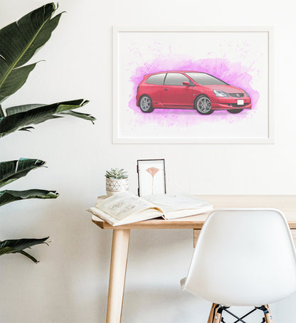 Personalised Honda Civic Type R EP3 Art Print