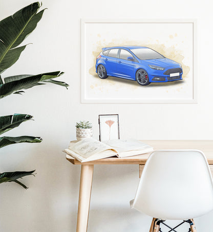 Personalised Ford Focus ST MK3.5 Art Print