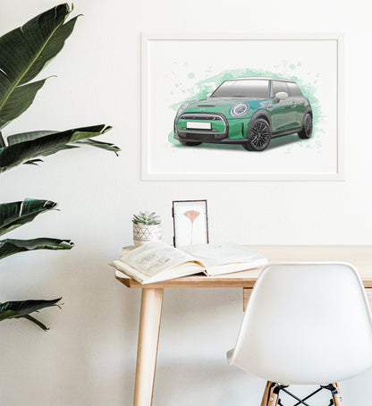 Personalised Mini Cooper SE Art Print