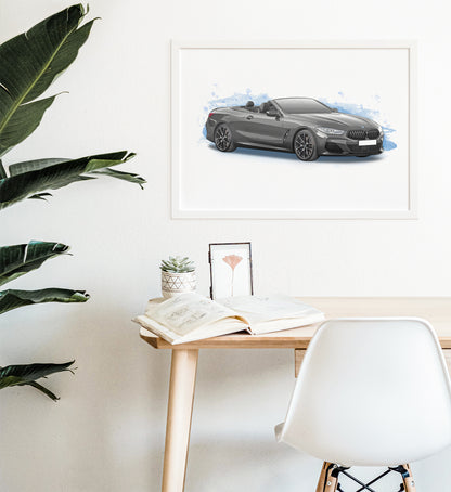 Personalised BMW 8 Series Convertible Art Print