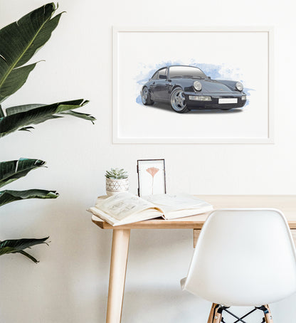 Personalised Porsche 911 964 Art Print