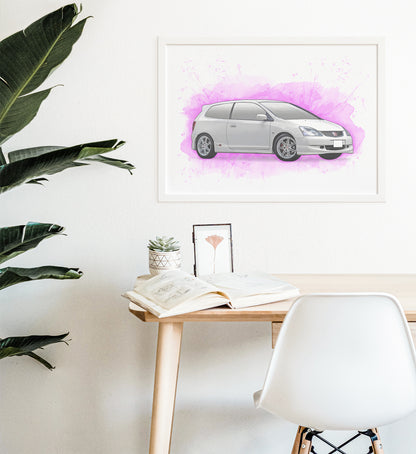 Personalised Honda Civic Type R EP3 Art Print