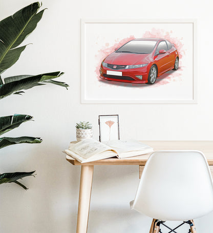 Personalised Honda Civic Type R FN2 Art Print