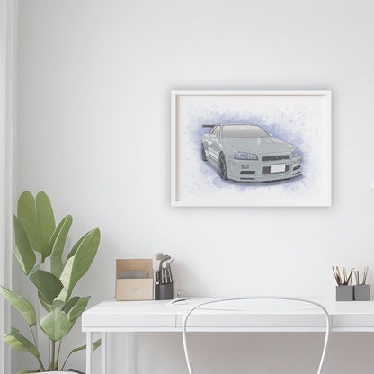 Personalised Nissan Skyline GTR R34 Art Print