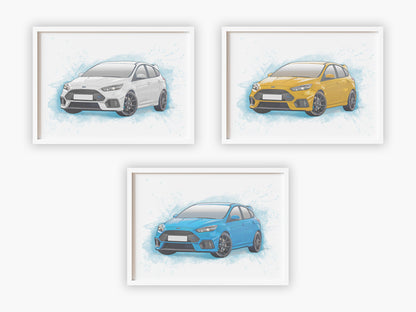 Personalised Ford Focus RS MK3 Art Print