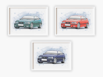 Personalised BMW M3 E36 Art Print