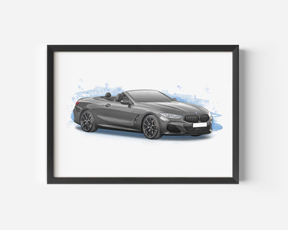 Personalised BMW 8 Series Convertible Art Print