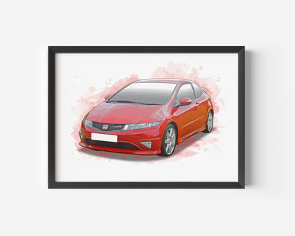 Personalised Honda Civic Type R FN2 Art Print