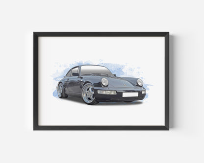 Personalised Porsche 911 964 Art Print