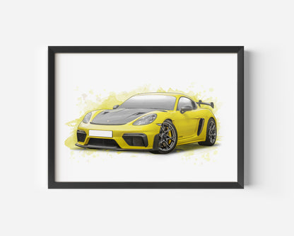 Personalised Porsche 718 Cayman GT4 RS Art Print